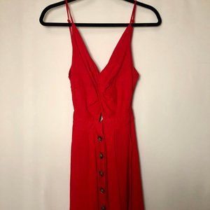 🍀SHEIN Red Dress with Peekaboo Front & Tie Back